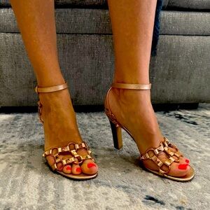 Valentino Garavani rock stud sandals metallic rose gold